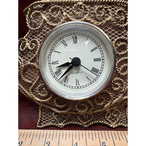 Vtg Wire Framed Teapot Kettle Clock Free Standing Battery Operated Quartz Works! - Picture 4 of 8